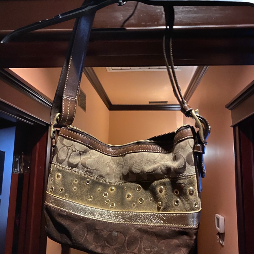 Strong leather Coach bag